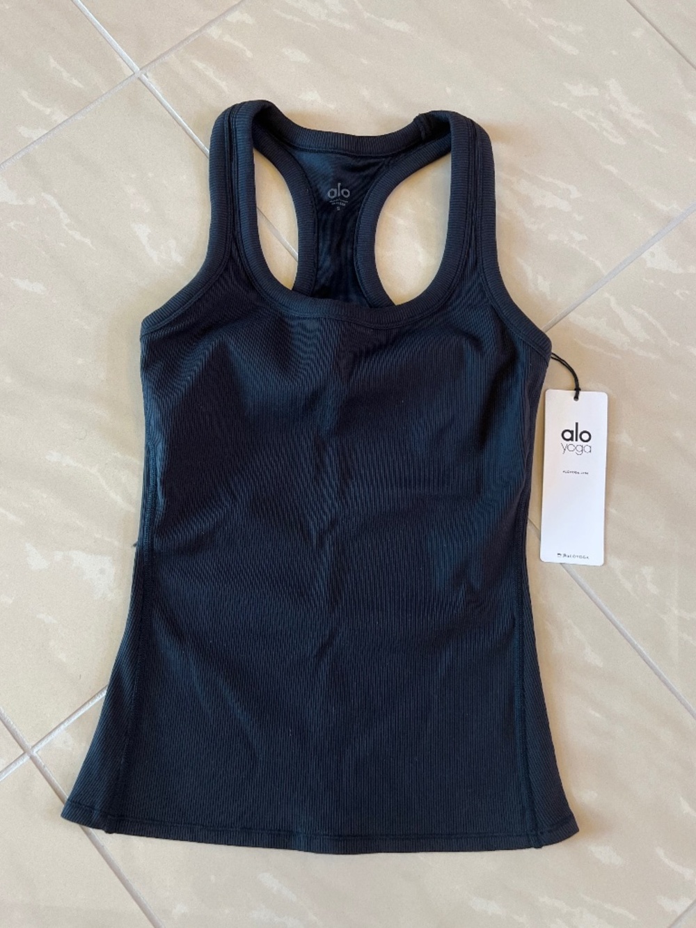 #2912 alo yoga rib support tank black Small
